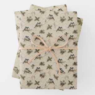 Winter Chickadees Christmas Holiday Bird Gift Wrap