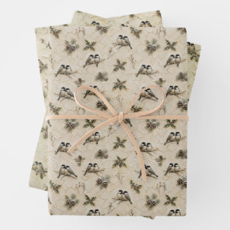 Winter Chickadees Christmas Holiday Bird Gift Wrap