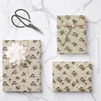 Winter Chickadees Christmas Holiday Bird Gift Wrap