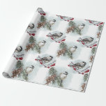 Winter Chickadees, Watercolor Farmhouse Christmas Wrapping Paper at Zazzle