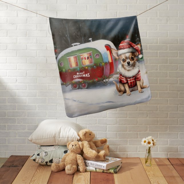 Winter Chihuahua Caravan Christmas Adventure  Baby Blanket (In Situ)