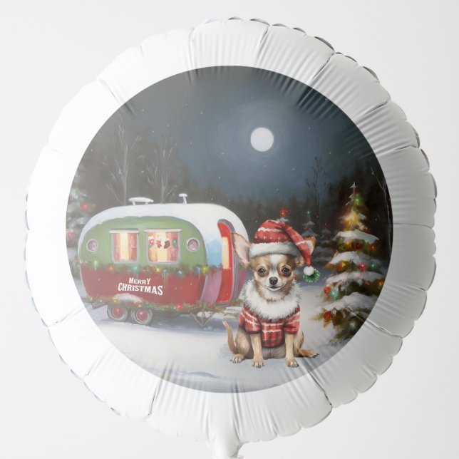 Winter Chihuahua Caravan Christmas Adventure  Balloon (Front)