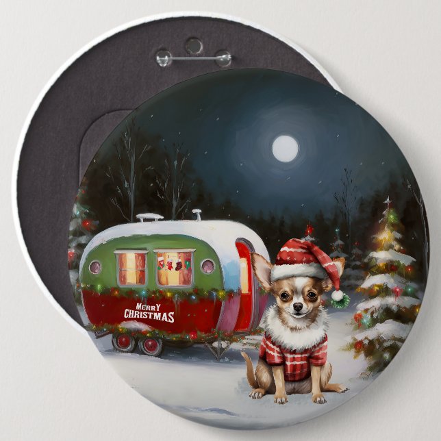 Winter Chihuahua Caravan Christmas Adventure  Button (Front & Back)