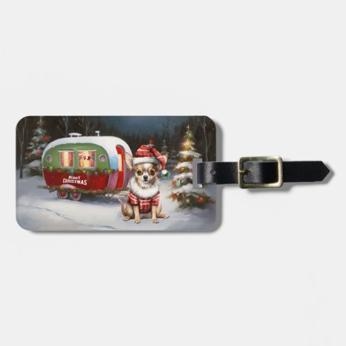 Winter Chihuahua Caravan Christmas Adventure  Luggage Tag