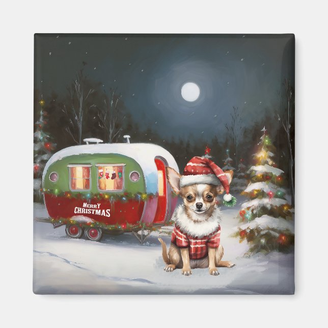 Winter Chihuahua Caravan Christmas Adventure  Magnet (Front)