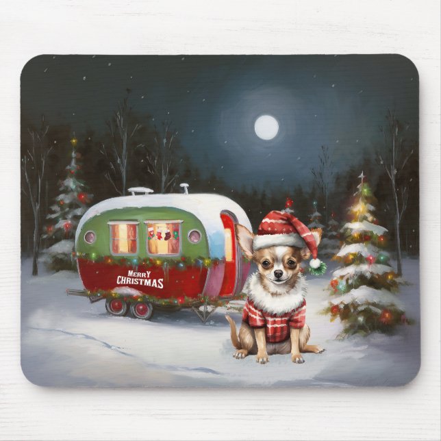Winter Chihuahua Caravan Christmas Adventure  Mouse Pad (Front)