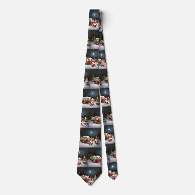 Winter Chihuahua Caravan Christmas Adventure  Neck Tie (Front)