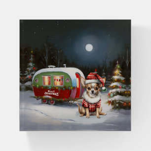 Winter Chihuahua Caravan Christmas Adventure  Paperweight