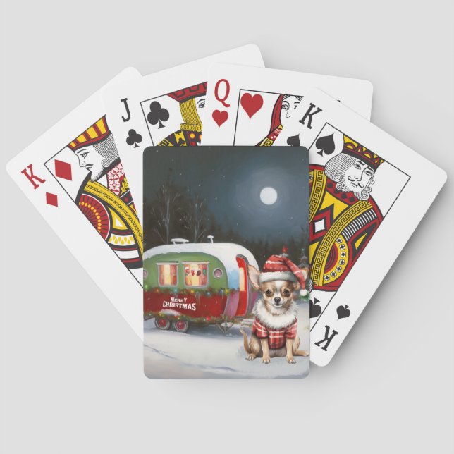 Winter Chihuahua Caravan Christmas Adventure  Poker Cards (Back)