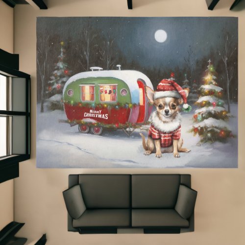 Winter Chihuahua Caravan Christmas Adventure Rug