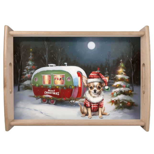 Winter Chihuahua Caravan Christmas Adventure  Serving Tray (Front)