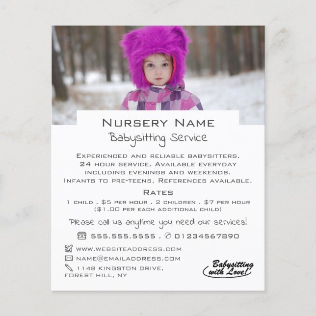 Winter Child, Babysitter, Daycare, Nursery Advert Flyer (Front)