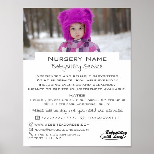 Winter Child Babysitter Daycare Nursery Advert Poster