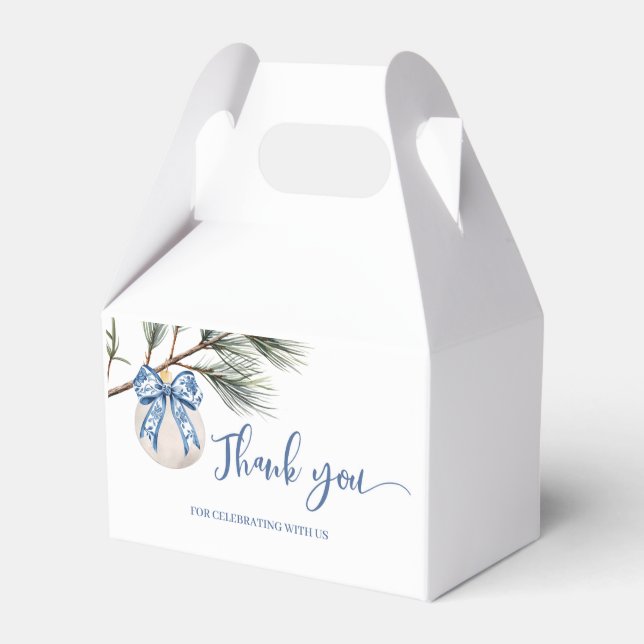 Winter Chinoiserie Bow Bridal Shower Favor Boxes (Front Side)