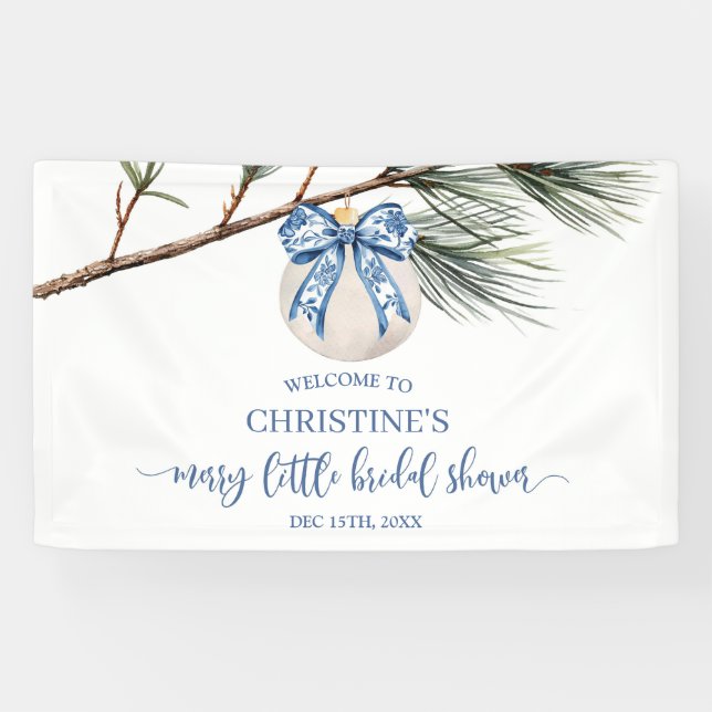 Winter Chinoiserie Bow Christmas Large Banner (Horizontal)