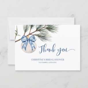 Winter Chinoiserie Bow Thank You Card