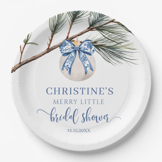 Winter Chinoiserie Bridal Shower Paper Plate (Front)