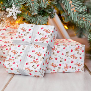 Winter chocolate snow watercolor pattern name wrapping paper