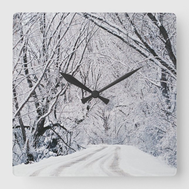 winter christmas 96 square wall clock (Front)