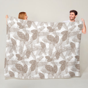 Winter Christmas abstract beige pine cones tree pr Fleece Blanket