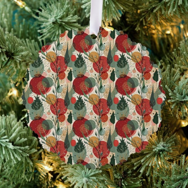 Winter / Christmas Abstract Tiled Art Ornament Card (Insitu (Tree))