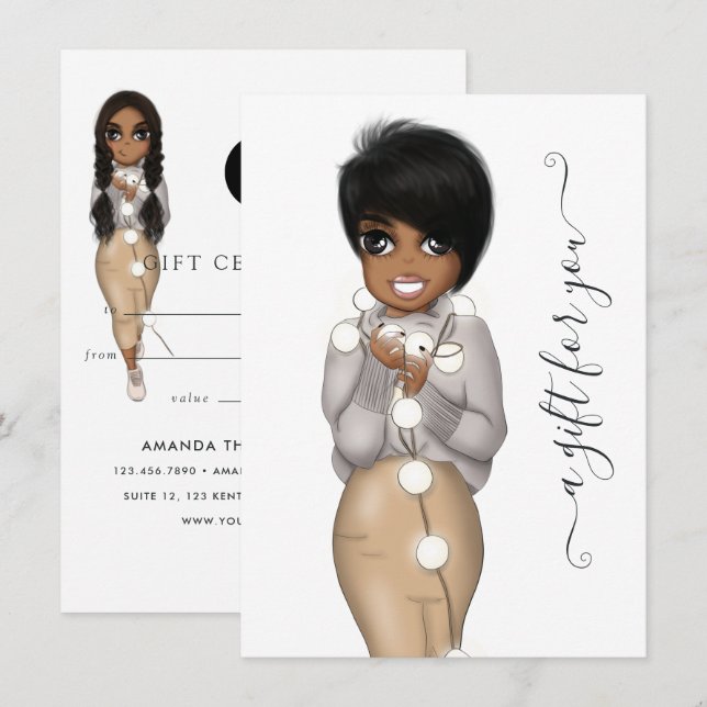 Winter Christmas African American Planner Doll (Front/Back)