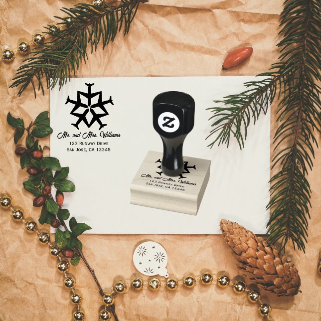 Winter Christmas Airplane Snowflake Cool Aviation Rubber Stamp (Creator Uploaded)