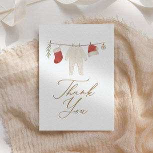 Winter Christmas Baby Clothes Baby Shower Letterpress Thank You Card