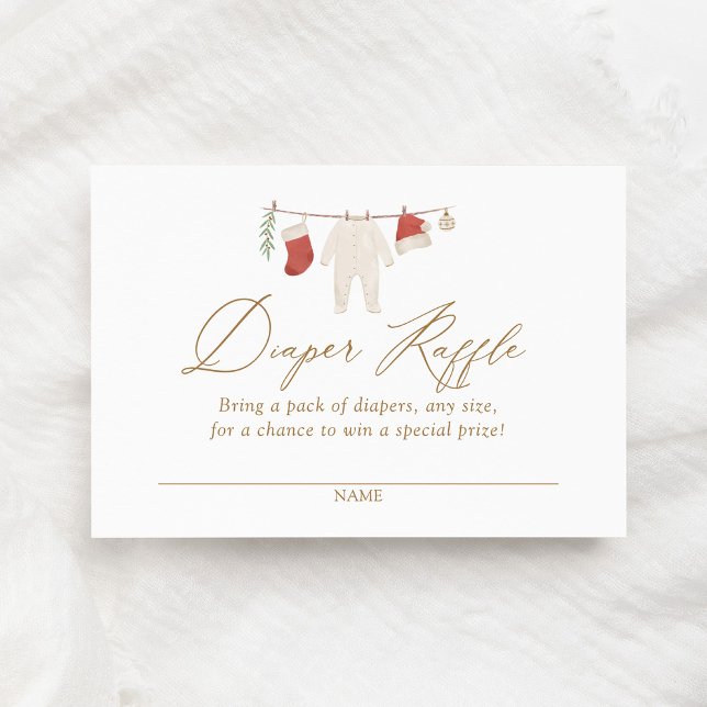 Winter Christmas Baby Clothes Diaper Raffle Ticket Enclosure Card (Creator Uploaded)