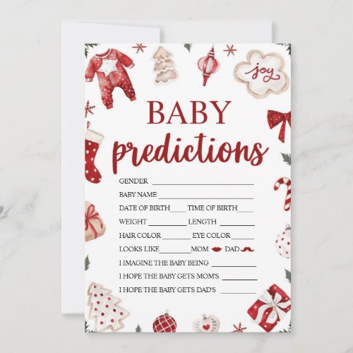 Winter Christmas Baby Shower Baby Prediction Game Invitation