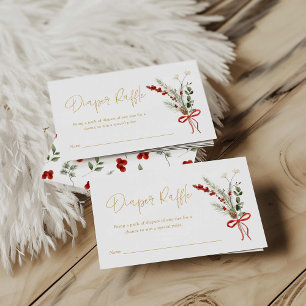 Winter Christmas Baby Shower Diaper Raffle Ticket Enclosure Card