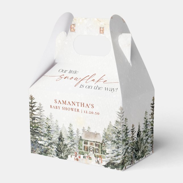 Winter Christmas Baby Shower Favor Box (Front Side)