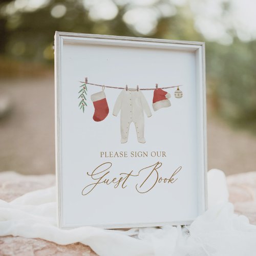 Winter Christmas Baby Shower Guest Book Sign
