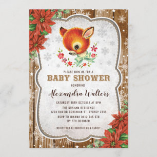 Winter Christmas Baby Shower Invitation Reindeer