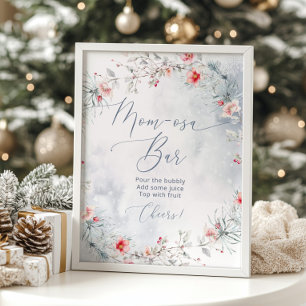 Winter Christmas baby shower mom-osa bar Poster