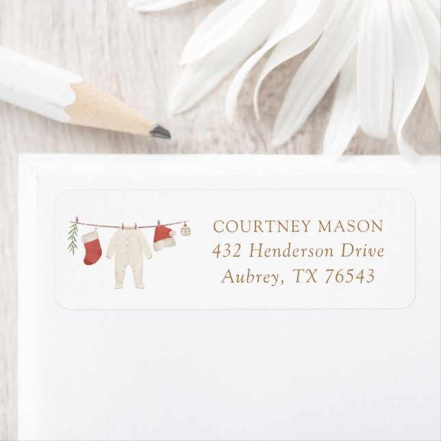 Winter Christmas Baby Shower Return Address Label (Insitu)