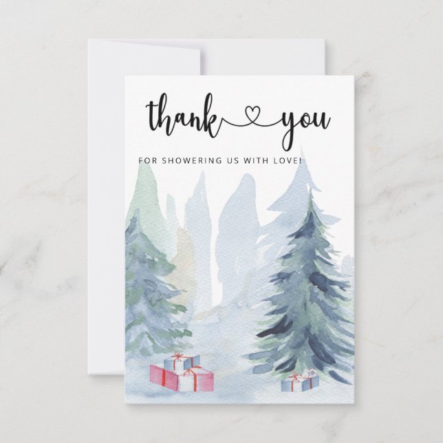 Winter christmas baby shower thank you  card (Front)