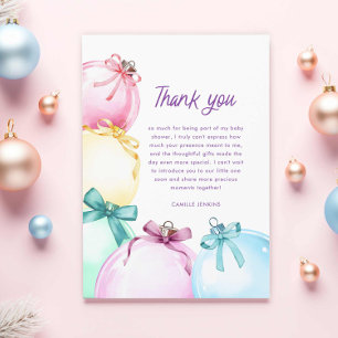 Winter Christmas Baby Shower Thank you Card