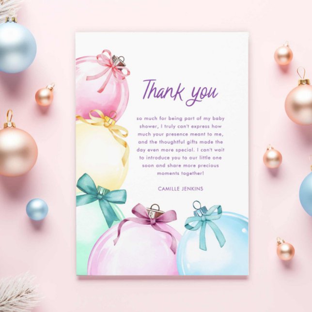 Winter Christmas Baby Shower Thank you Card (Girl winter baby shower thank you card)