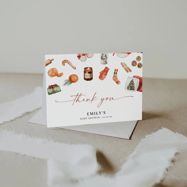 Winter Christmas Baby Shower Thank You Card (Creator Uploaded)