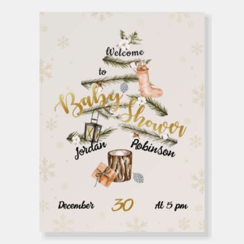 Winter Christmas Baby Shower Welcome Sign