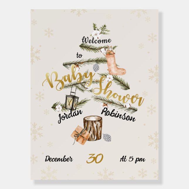 Winter Christmas Baby Shower Welcome Sign (Front)