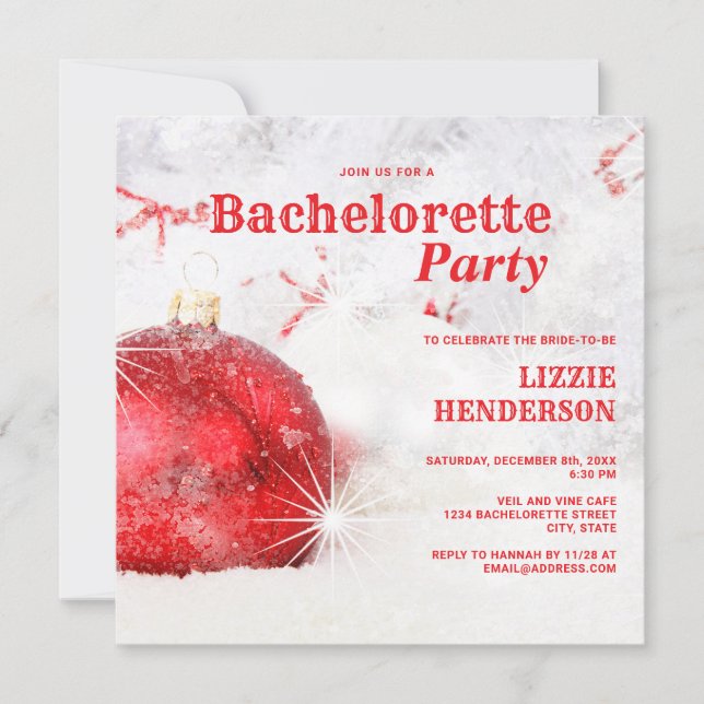 Winter Christmas Bachelorette Party Invitation (Front)
