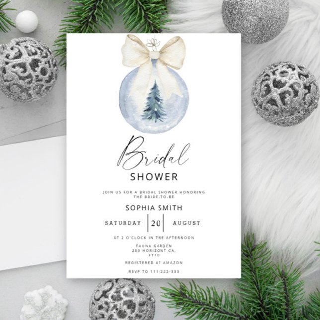 Winter Christmas Ball Bow Bridal shower Invitation (Creator Uploaded)