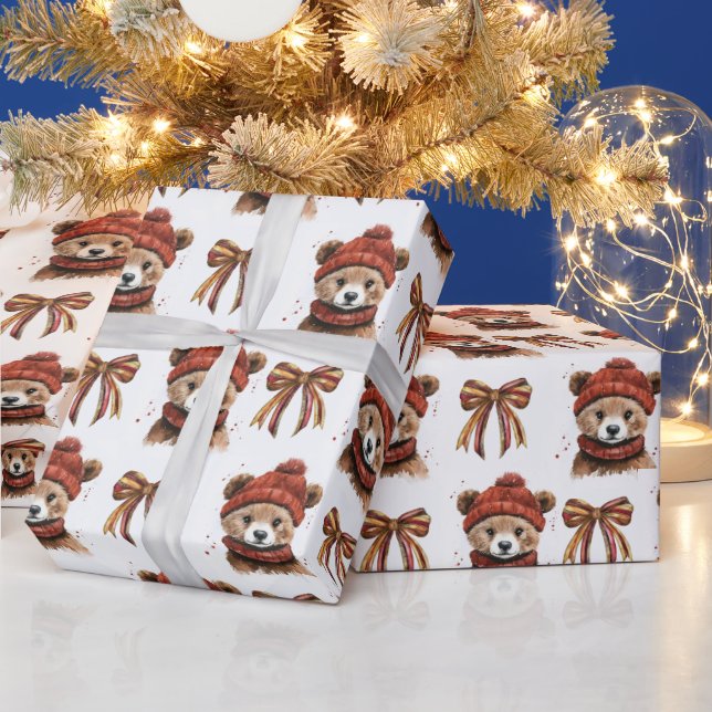 Winter Christmas Bear Wrapping Paper (Holidays)