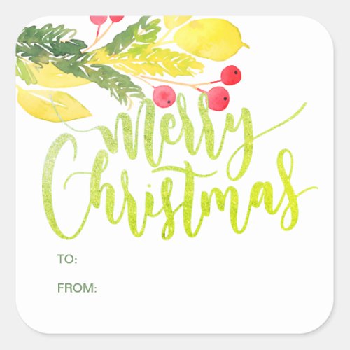 Winter Christmas Berries  Gift Tag Sticker