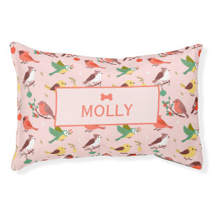 Winter Christmas Birds Personalized Dog Bed