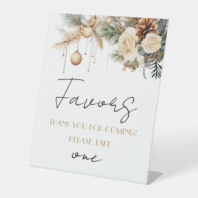  Winter Christmas Bridal Shower Favors Table Pedestal Sign (Front)
