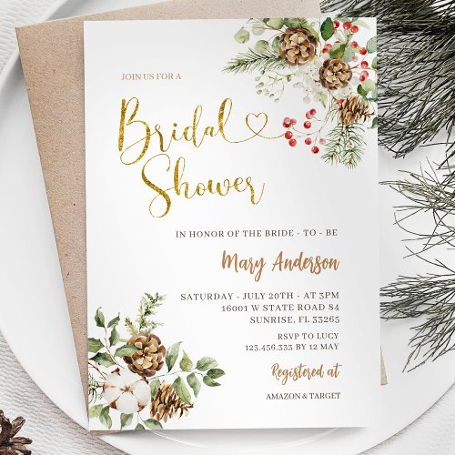 Winter Christmas Bridal Shower Invitation