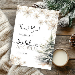 Winter Christmas Bridal Shower Thank You Card
